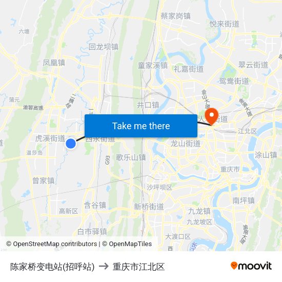陈家桥变电站(招呼站) to 重庆市江北区 map