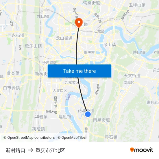 新村路口 to 重庆市江北区 map