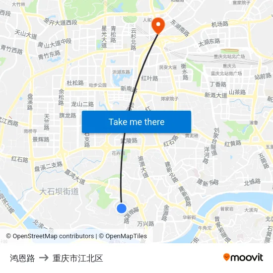 鸿恩路 to 重庆市江北区 map