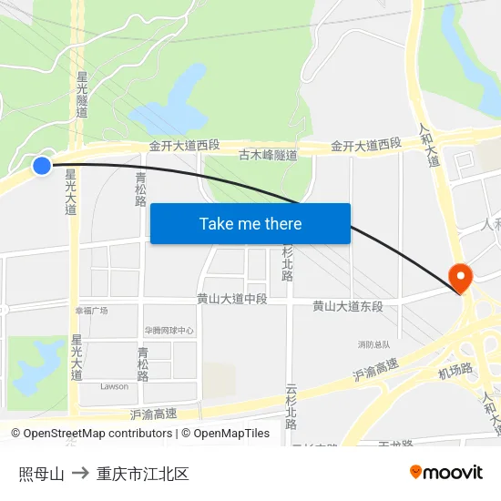 照母山 to 重庆市江北区 map
