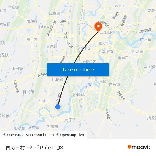 西彭三村 to 重庆市江北区 map