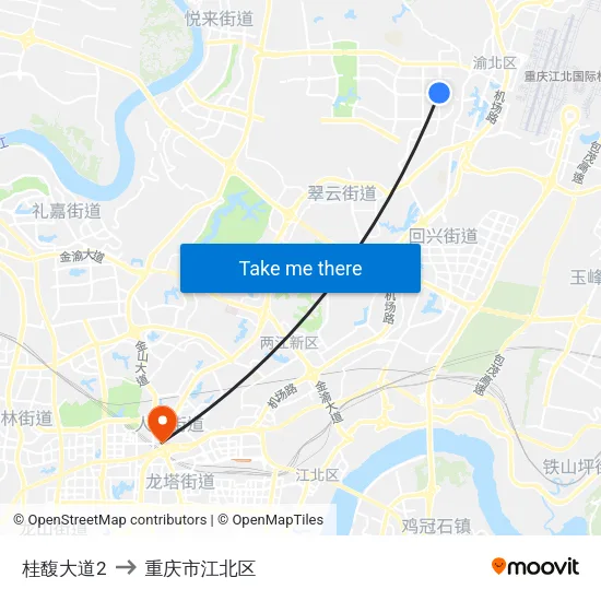 桂馥大道2 to 重庆市江北区 map