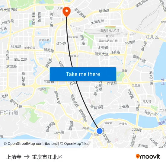 上清寺 to 重庆市江北区 map