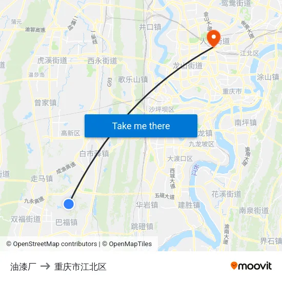 油漆厂 to 重庆市江北区 map