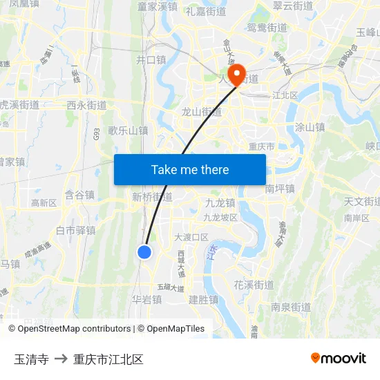 玉清寺 to 重庆市江北区 map