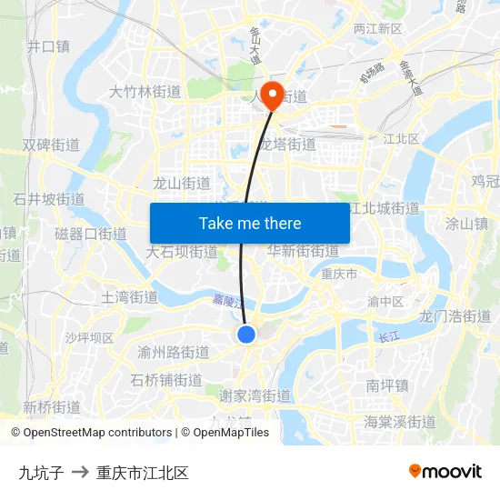 九坑子 to 重庆市江北区 map
