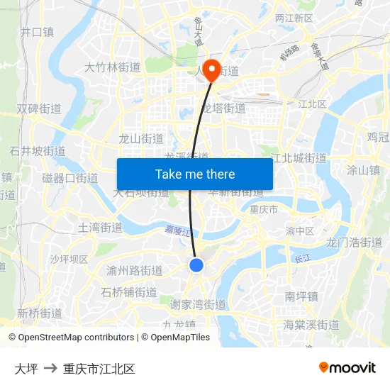 大坪 to 重庆市江北区 map