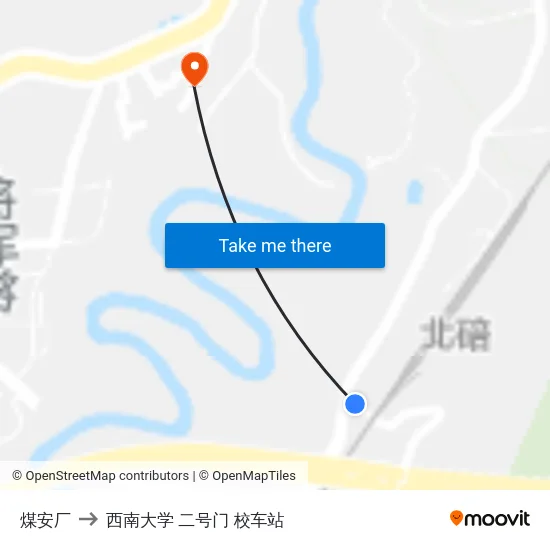 煤安厂 to 西南大学 二号门 校车站 map