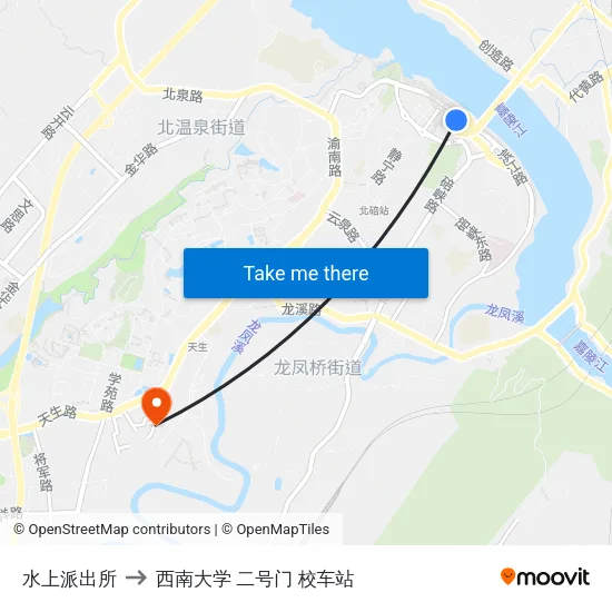 水上派出所 to 西南大学 二号门 校车站 map