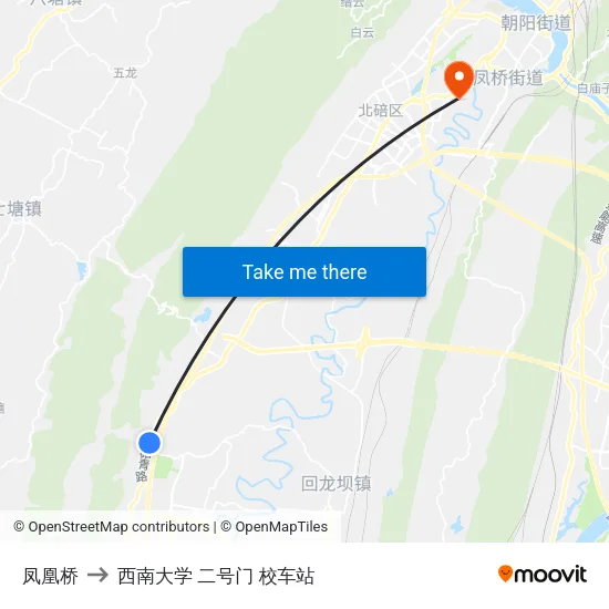 凤凰桥 to 西南大学 二号门 校车站 map