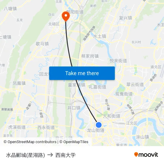 水晶郦城(星湖路) to 西南大学 map