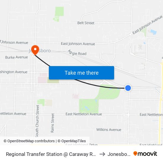 Regional Transfer Station @ Caraway Rd & Matthews Ave to Jonesboro, AR map