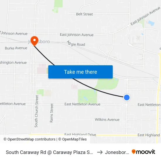 South Caraway Rd @ Caraway Plaza Shopping Center to Jonesboro, AR map