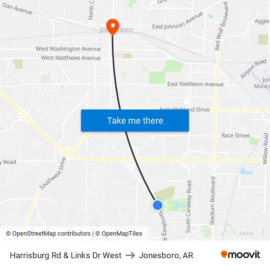 Harrisburg Rd & Links Dr West to Jonesboro, AR map