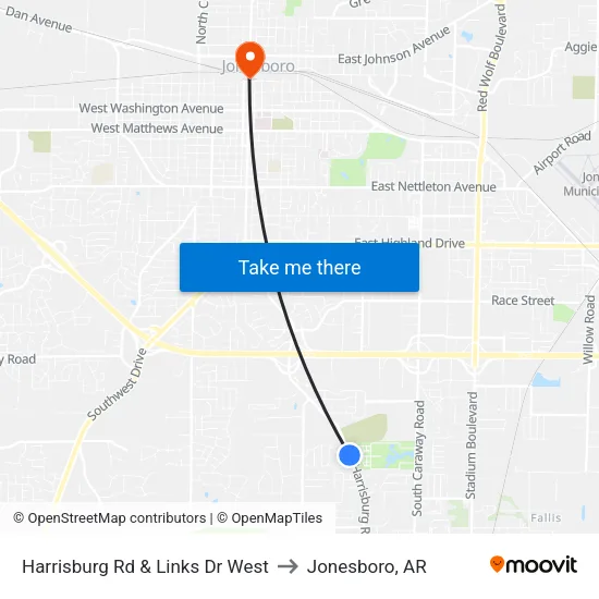 Harrisburg Rd & Links Dr West to Jonesboro, AR map