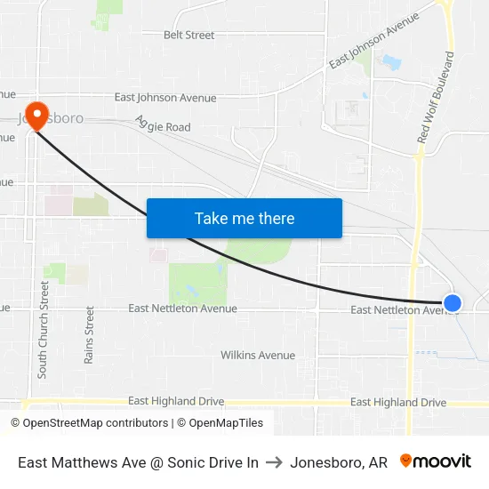 East Matthews Ave @ Sonic Drive In to Jonesboro, AR map