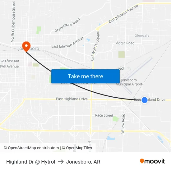 Highland Dr @ Hytrol to Jonesboro, AR map