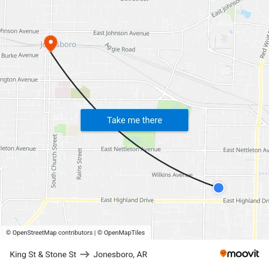 King St & Stone St to Jonesboro, AR map