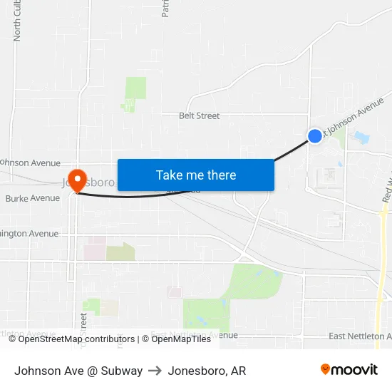 Johnson Ave @ Subway to Jonesboro, AR map