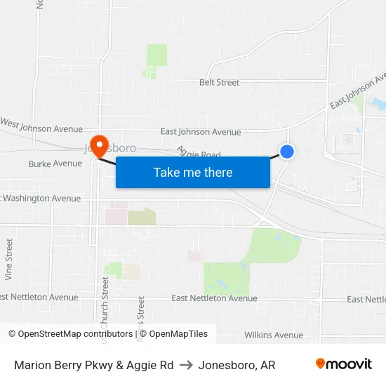 Marion Berry Pkwy & Aggie Rd to Jonesboro, AR map