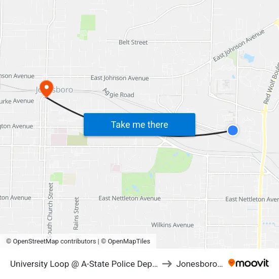 University Loop @ A-State Police Department to Jonesboro, AR map