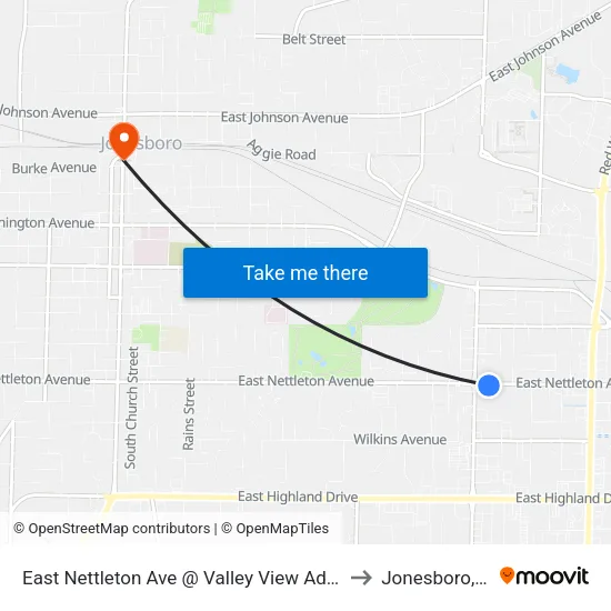 East Nettleton Ave @ Valley View Adult Ed. to Jonesboro, AR map