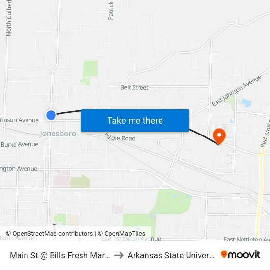 Main St @ Bills Fresh Market to Arkansas State University map