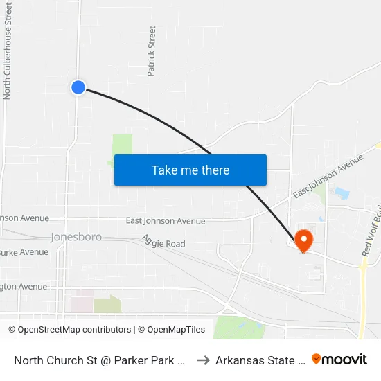 North Church St @ Parker Park Community Center to Arkansas State University map