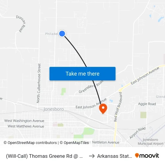 (Will-Call) Thomas Greene Rd @ Math And Science School to Arkansas State University map