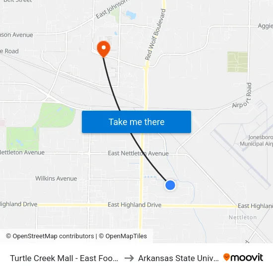 Turtle Creek Mall - East Food Court to Arkansas State University map