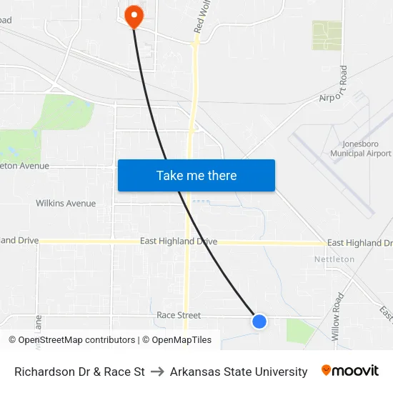 Richardson Dr & Race St to Arkansas State University map
