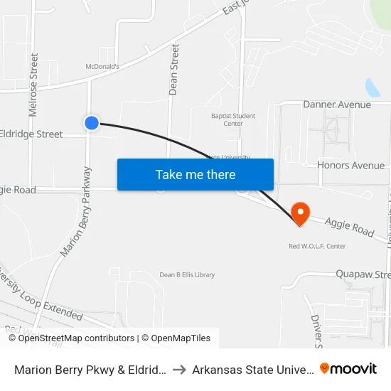 Marion Berry Pkwy & Eldridge St to Arkansas State University map