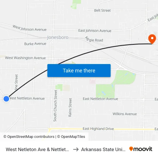 West Netleton Ave & Nettleton Circle to Arkansas State University map