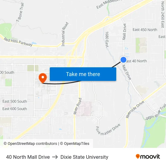 40 North Mall Drive to Dixie State University map