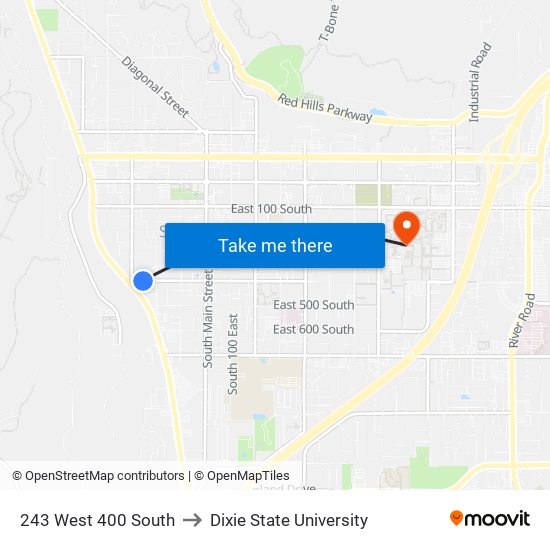 243 West 400 South to Dixie State University map