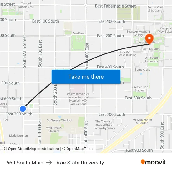 660 South Main to Dixie State University map