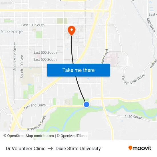 Dr Volunteer Clinic to Dixie State University map