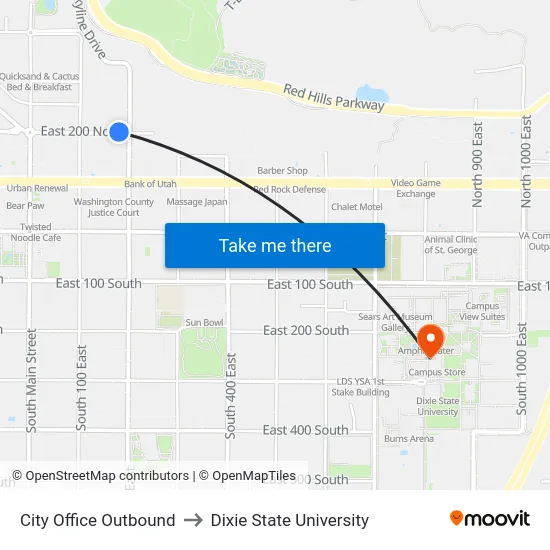 City Office Outbound to Dixie State University map