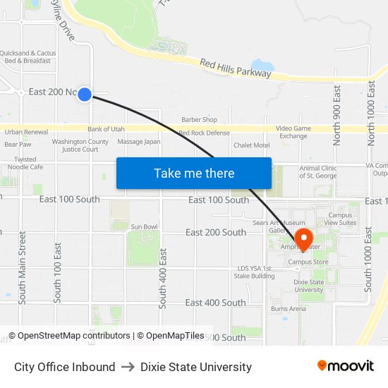 City Office Inbound to Dixie State University map