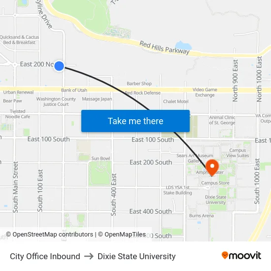 City Office Inbound to Dixie State University map