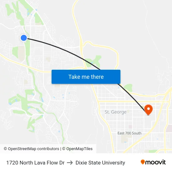 1720 North Lava Flow Dr to Dixie State University map