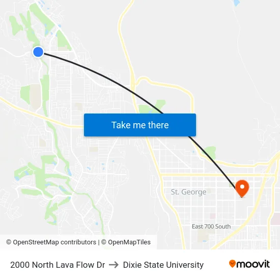 2000 North Lava Flow Dr to Dixie State University map
