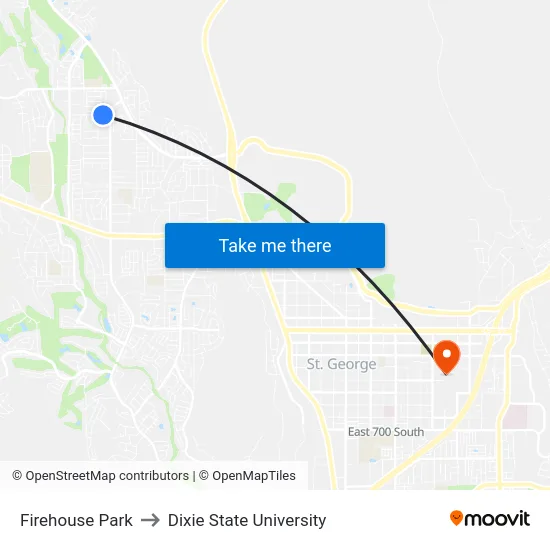 Firehouse Park to Dixie State University map