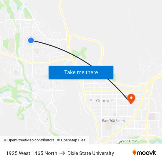 1925 West 1465 North to Dixie State University map