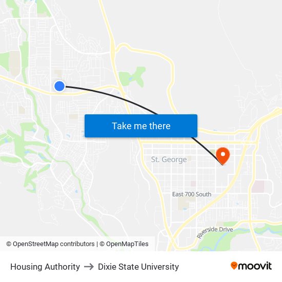 Housing Authority to Dixie State University map