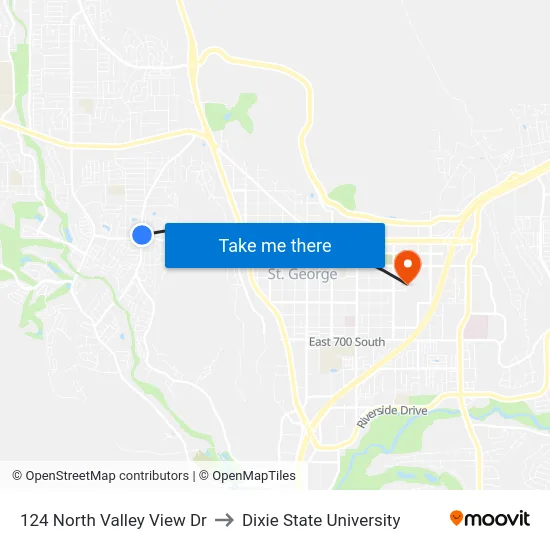 124 North Valley View Dr to Dixie State University map