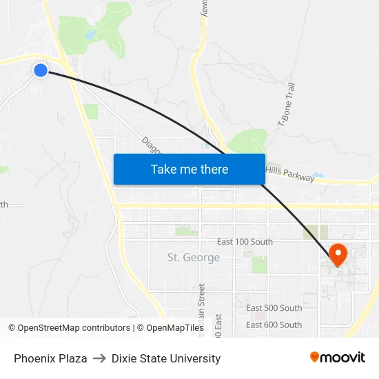 Phoenix Plaza to Dixie State University map