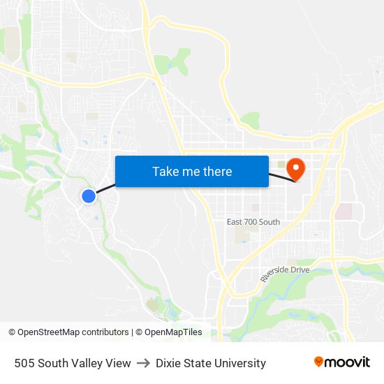 505 South Valley View to Dixie State University map