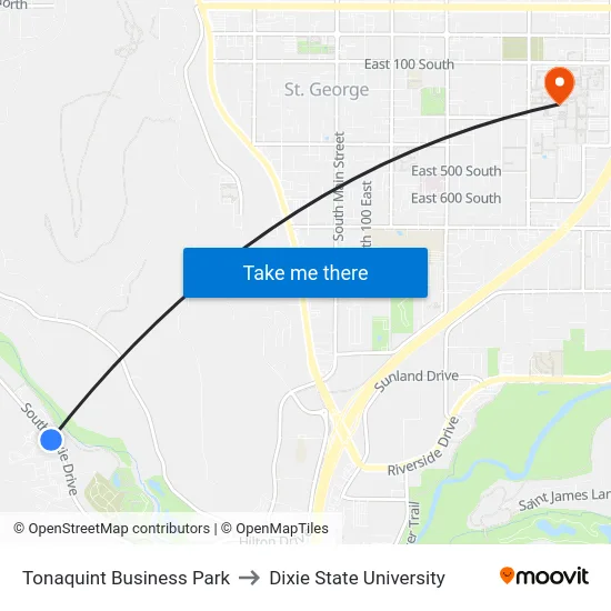 Tonaquint Business Park to Dixie State University map