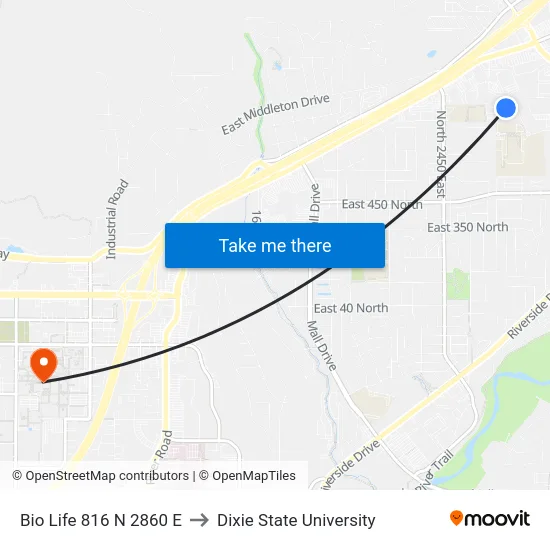 Bio Life 816 N 2860 E to Dixie State University map